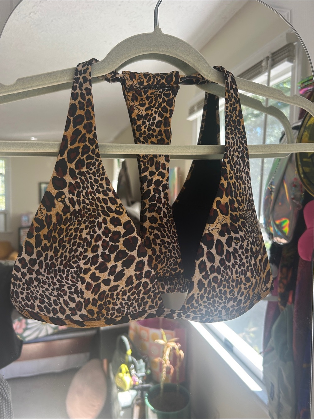 Victoria's Secret Leopard-Print Halter Bikini Top in Brown and Black